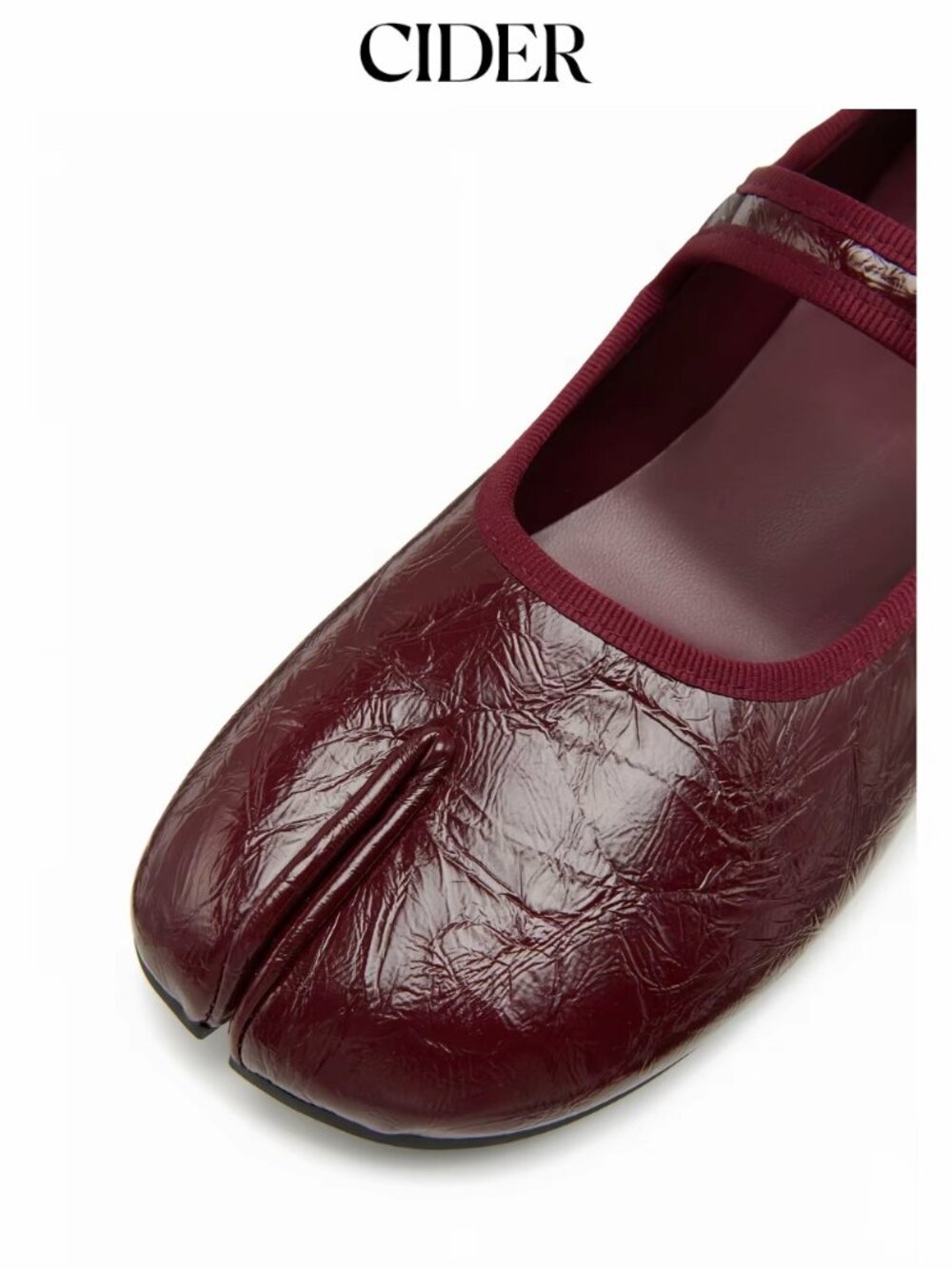 Cider Bucket Split Toe Mary Jane Flats Burgundy EU 40 US 10